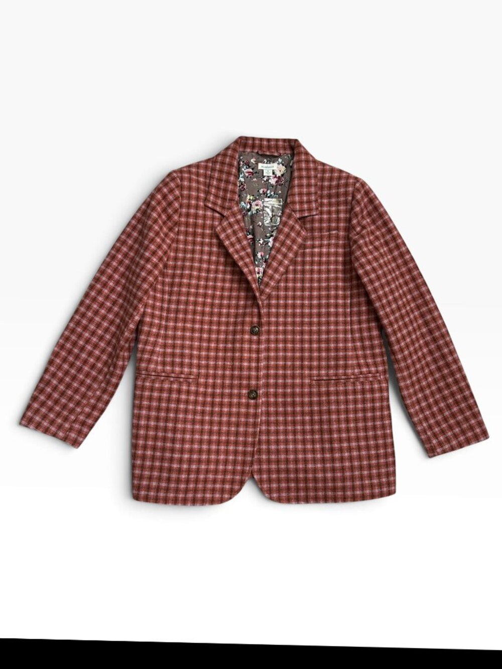 Sundance ‘The Lisa’ Women's Size M Medium Pink Plaid Wool Blend Blazer Jacket